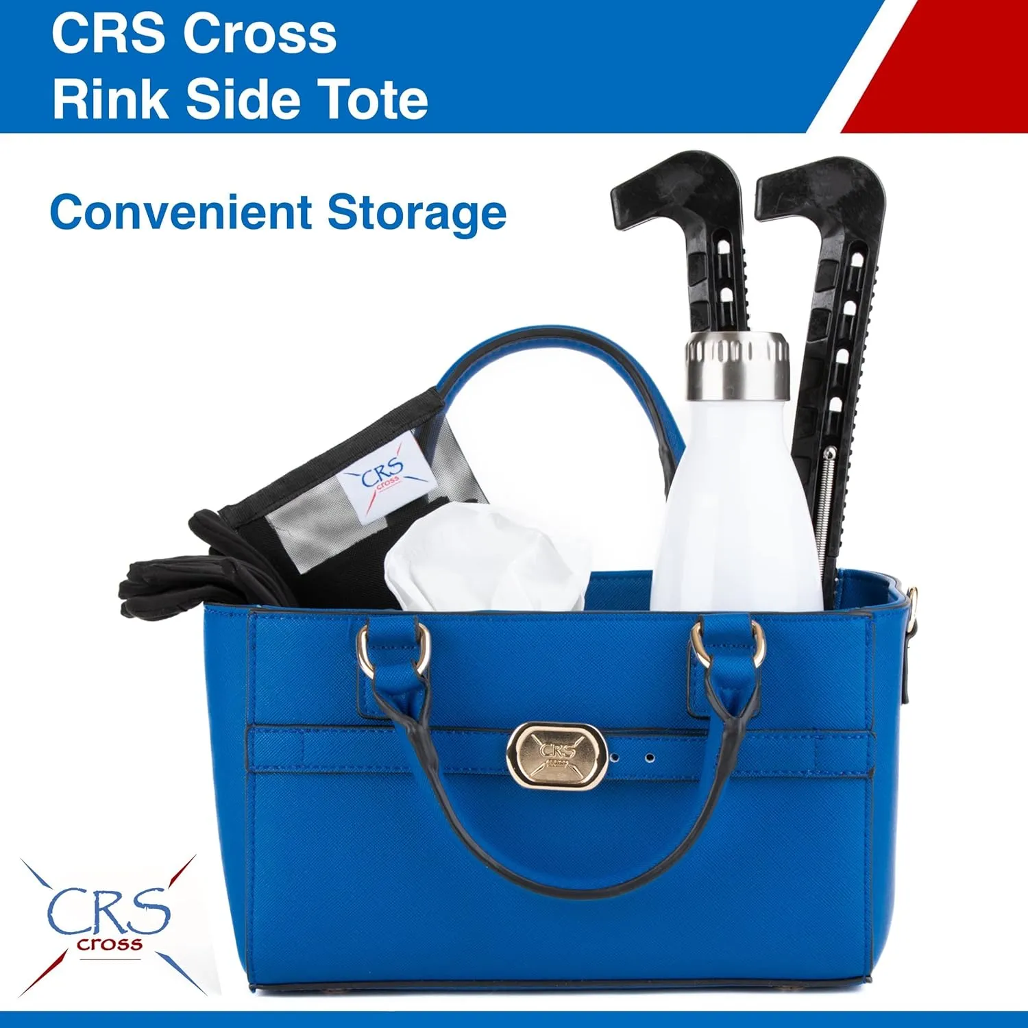 CRS Cross Rink Side Tote. Ice Skating Accessory Bag for Figure Skating, Roller and Inline Skaters, Ballet, Dance and Cheer. Organizes Guards, Water Bottle, Tissues, Phone.