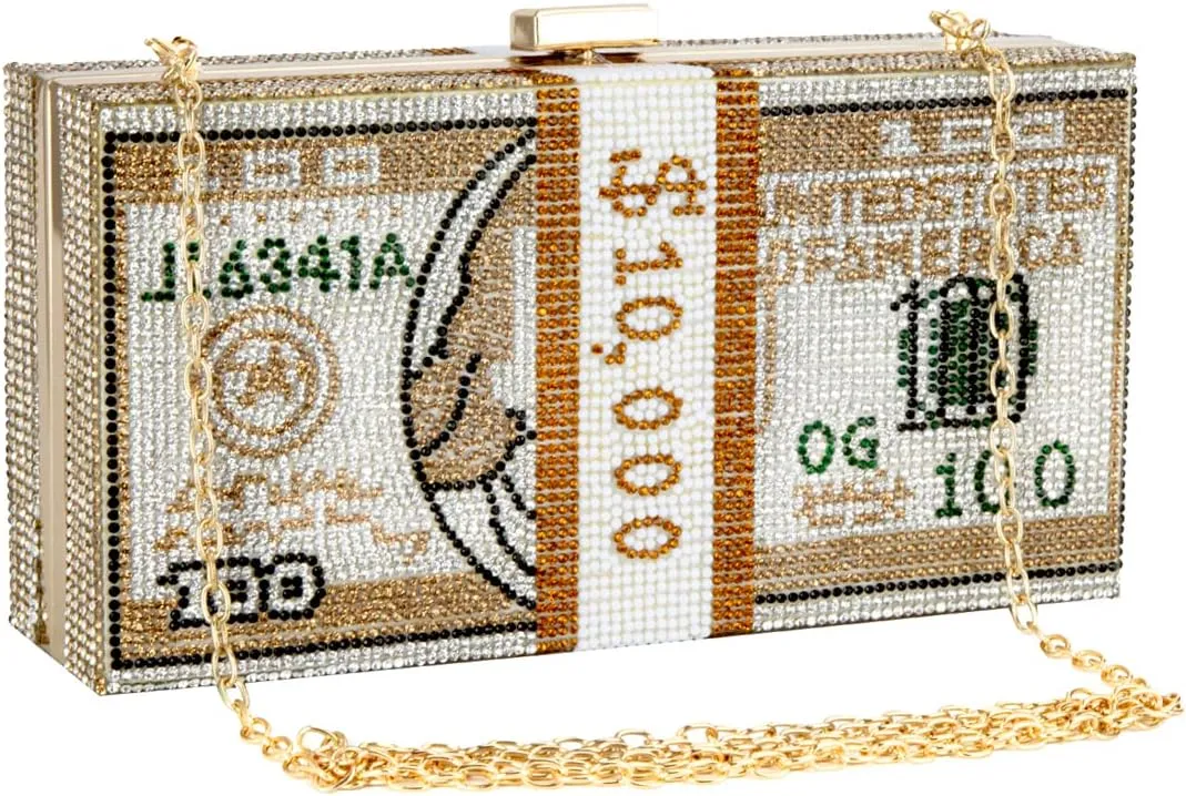 Crystal Money Bag Purse for Women Handbags Diamond Evening Purses and Clutches Wedding Glitter Money Clutch
