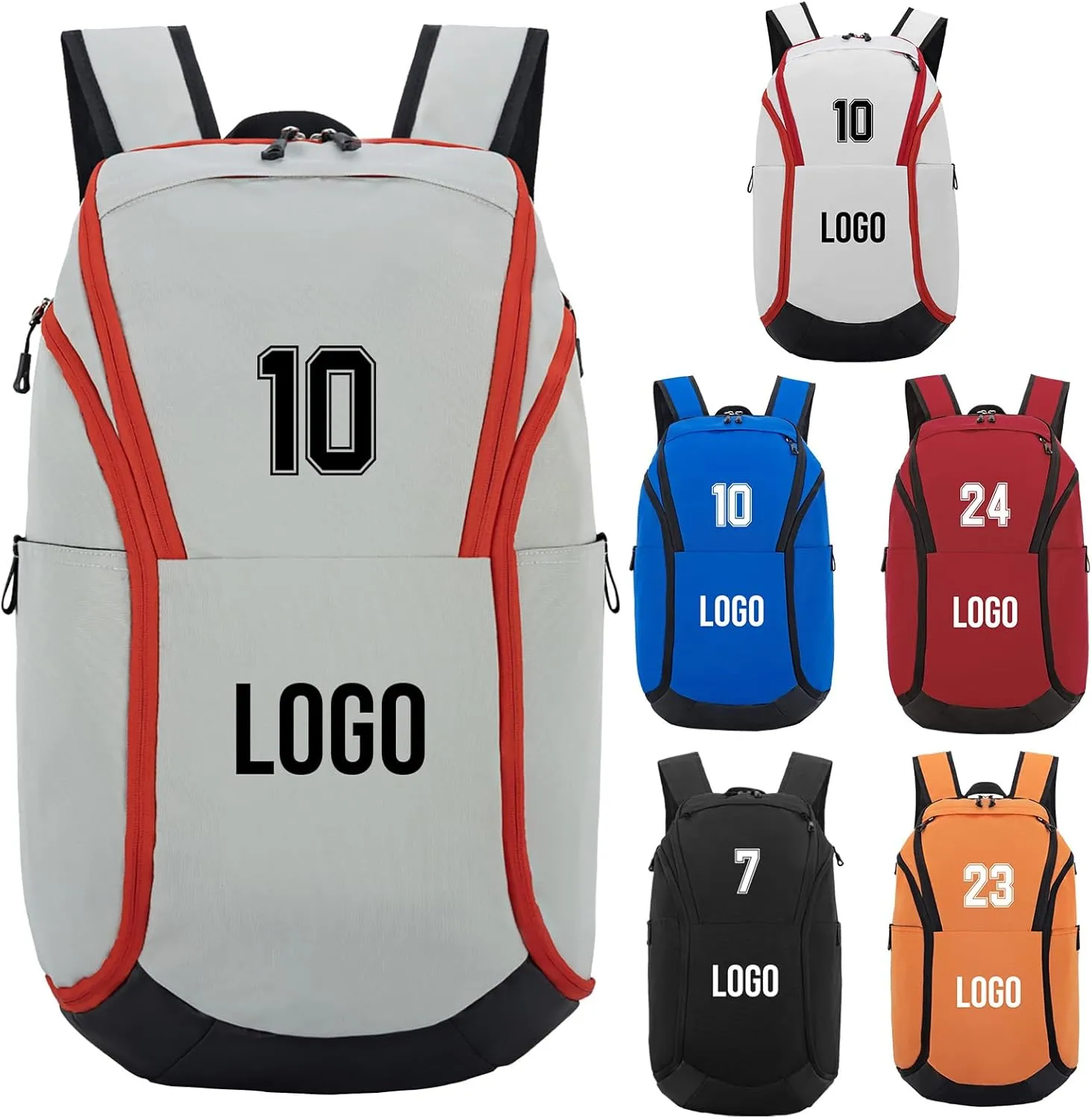 Custom Basketball Backpack for Mens,Personalized Sports Bag with Ball Compartment, Durable Waterproof Gym Backpack, Travel, and Outdoor Activities (Gray)