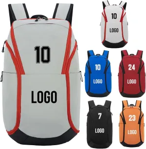 Custom Basketball Backpack for Mens,Personalized Sports Bag with Ball Compartment, Durable Waterproof Gym Backpack, Travel, and Outdoor Activities (Gray)