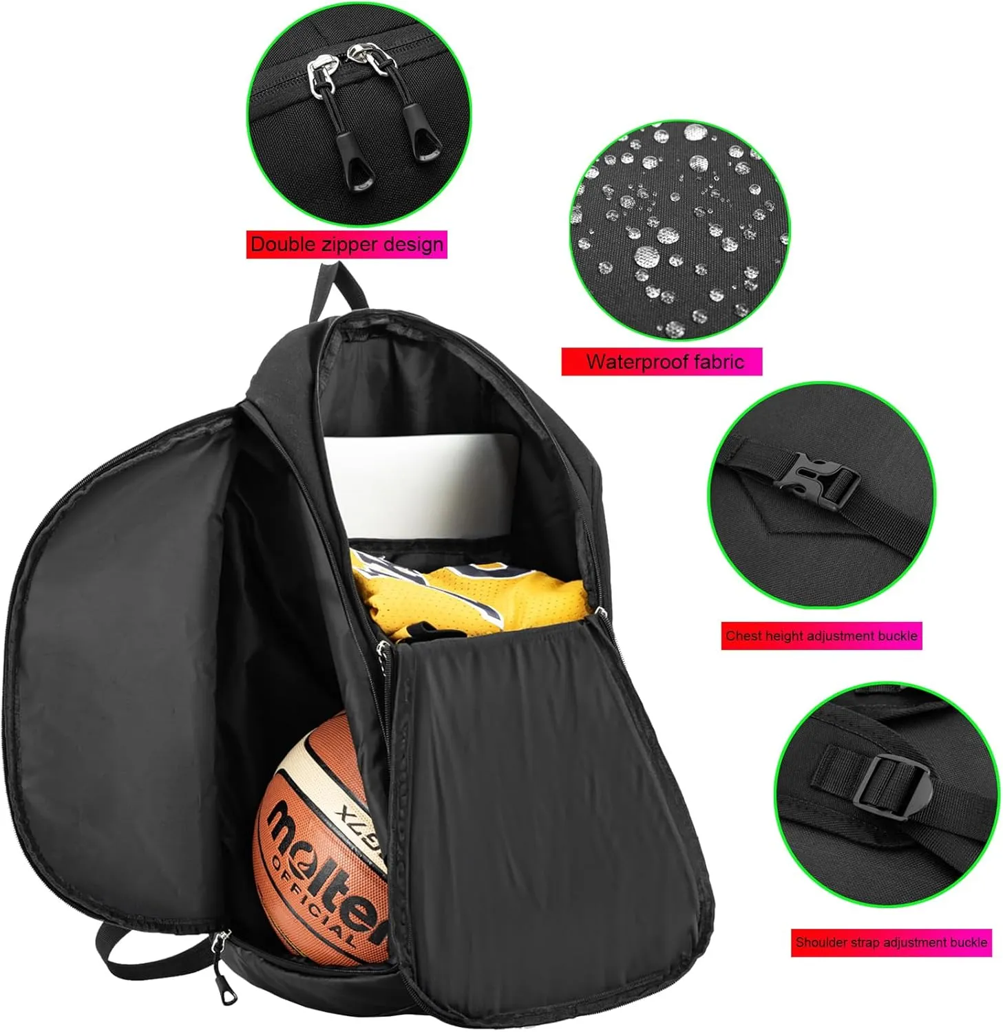Custom Basketball Backpack for Mens,Personalized Sports Bag with Ball Compartment, Durable Waterproof Gym Backpack, Travel, and Outdoor Activities (Gray)