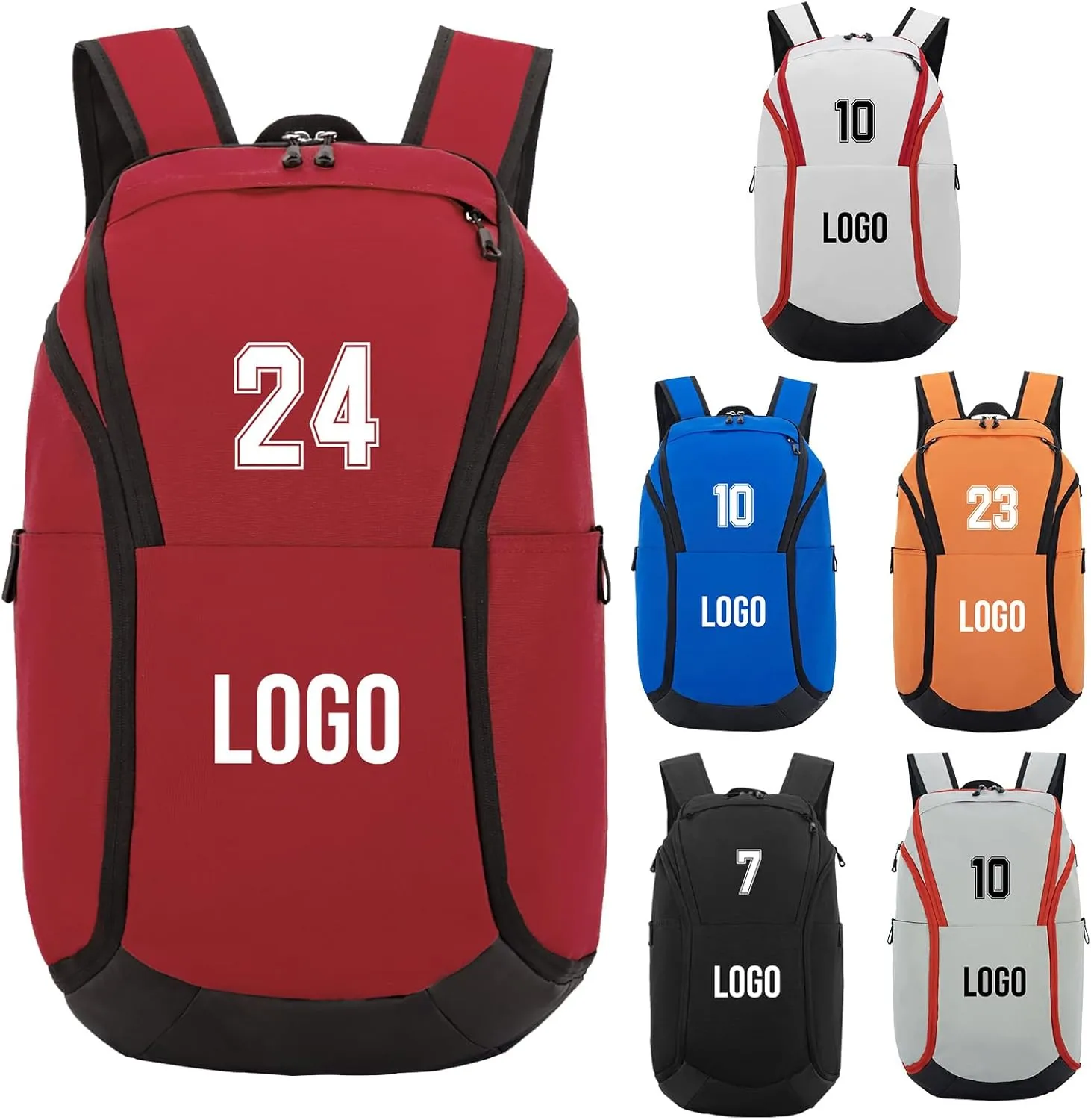 Custom Basketball Backpack for Mens,Personalized Sports Bag with Ball Compartment, Durable Waterproof Gym Backpack, Travel, and Outdoor Activities (Red)