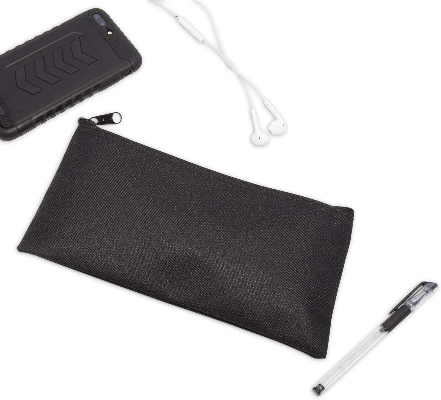 DALIX Zipper Bank Deposit Money Bags Cash Coin Pouch 6 Pack in Black