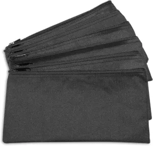 DALIX Zipper Bank Deposit Money Bags Cash Coin Pouch 6 Pack in Black