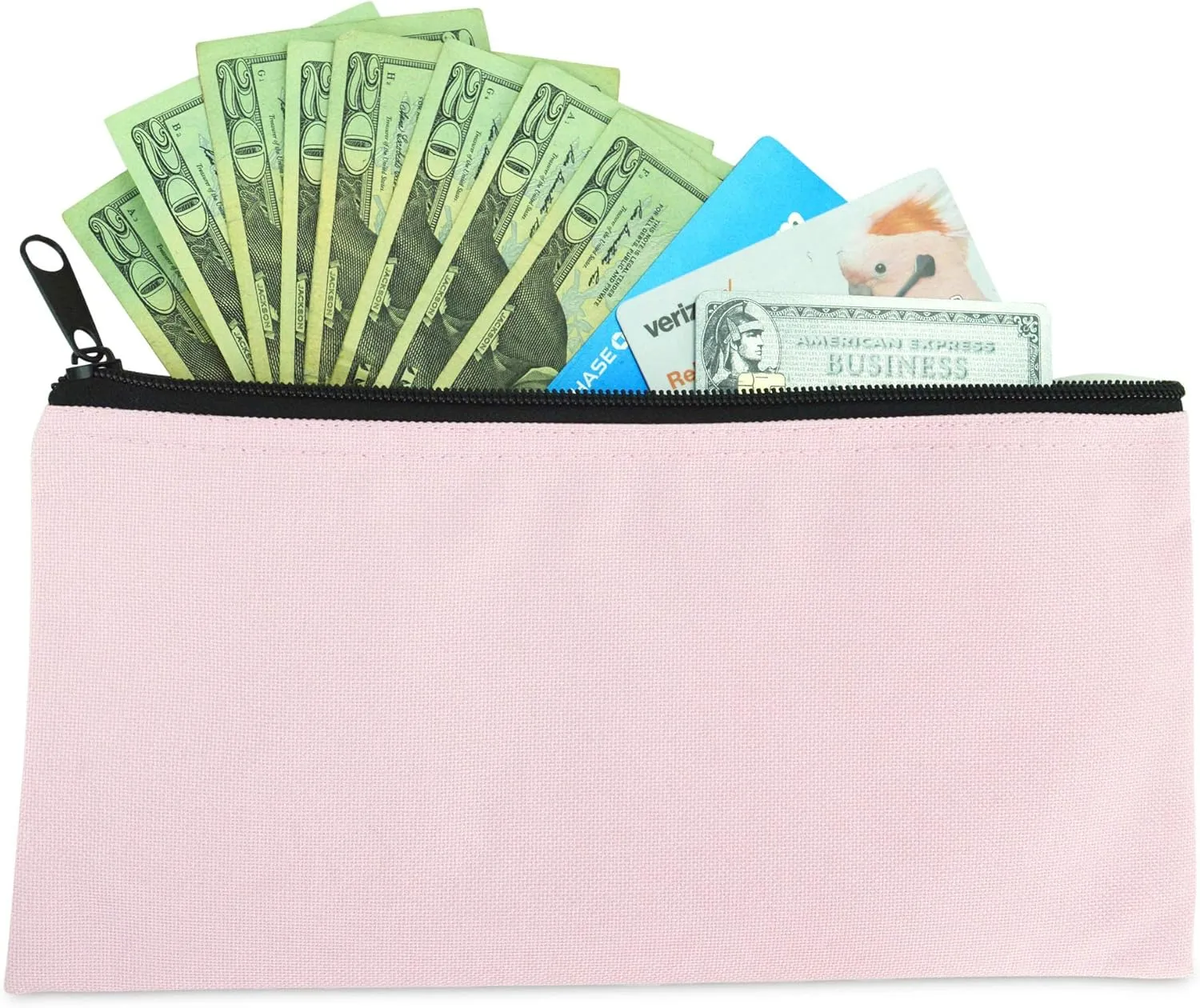 DALIX Zipper Bank Deposit Money Bags Cash Coin Pouch 6 Pack in Pink