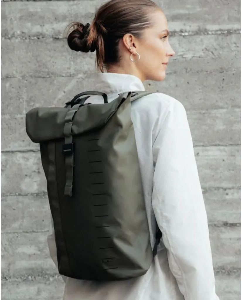 Db Journey Essential Backpack - Lightweight, Durable Rolltop Backpack with Laptop Compartment for Work, and Gym, Travel with Roller Bag Attachment, 12L - Moss Green