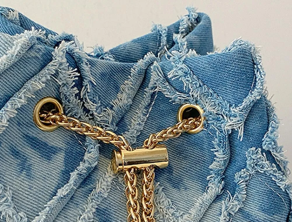 Denim Bucket Bags for Women Y2K Crossbody Purse Trendy Handbags Shoulder Bag Satchel 2024