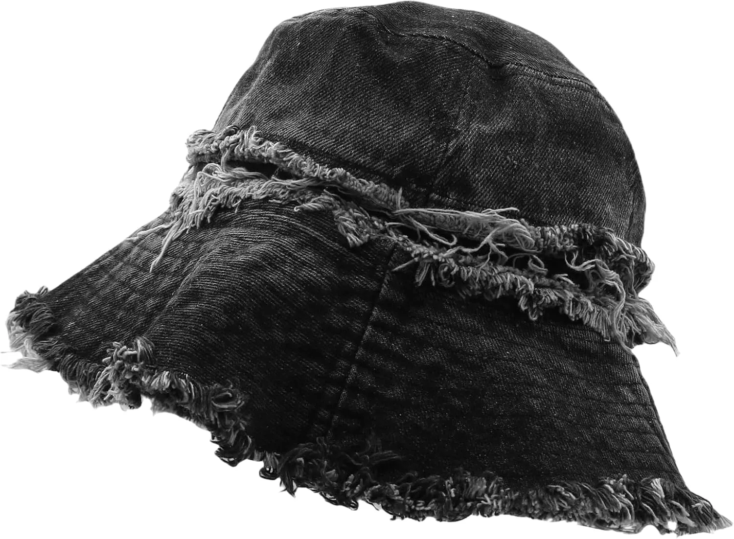 Denim Bucket Hat Frayed Edge Fisherman Hat for Women Men Summer Casual Jean Fisherman Cap Outdoor Beach Sun Hats