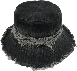 Denim Bucket Hat Frayed Edge Fisherman Hat for Women Men Summer Casual Jean Fisherman Cap Outdoor Beach Sun Hats