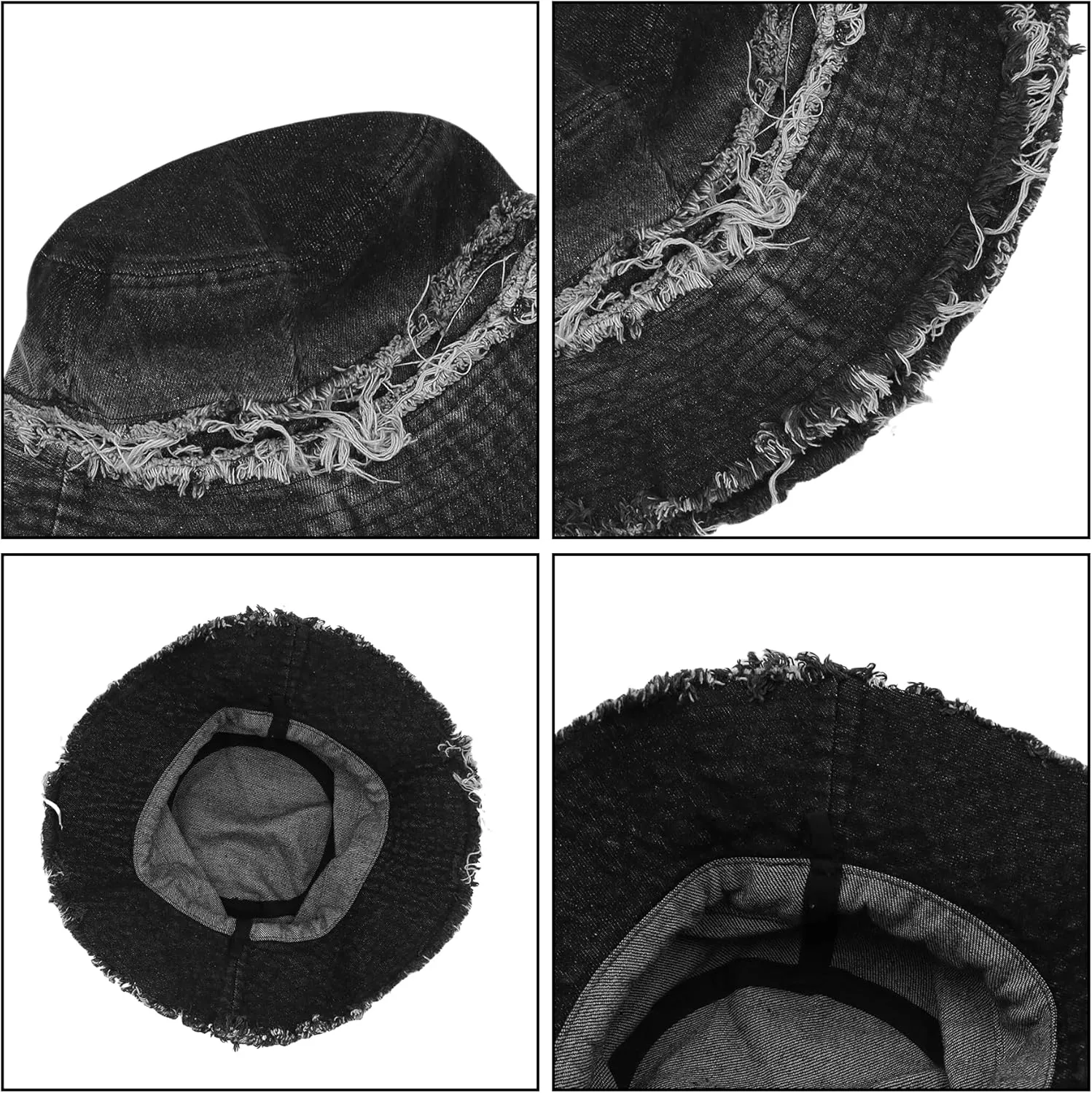 Denim Bucket Hat Frayed Edge Fisherman Hat for Women Men Summer Casual Jean Fisherman Cap Outdoor Beach Sun Hats