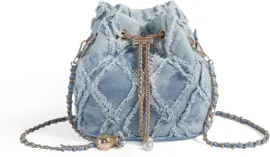 Denim Purse Crossbody Bucket Bag Denim Shoulder Purse Women Blue Small Boho Y2K