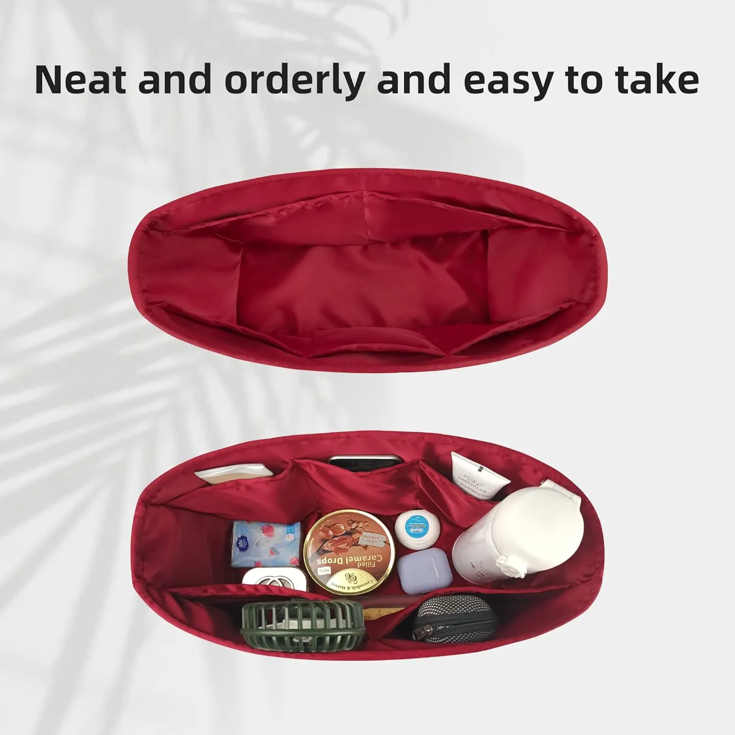 DGAZ Purse Organizer Insert Fits LV Neverfullbag Mini/PM/MM/GM，Silk Bag Organizer，Luxury Handbag & Tote Shaper（MM）