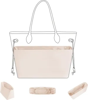 DGAZ Purse Organizer Insert Fits Neverfull-Mini/PM/MM/GM Bags，Silk Bag Organizer，Luxury Handbag & Tote Shaper（GM, Craie）