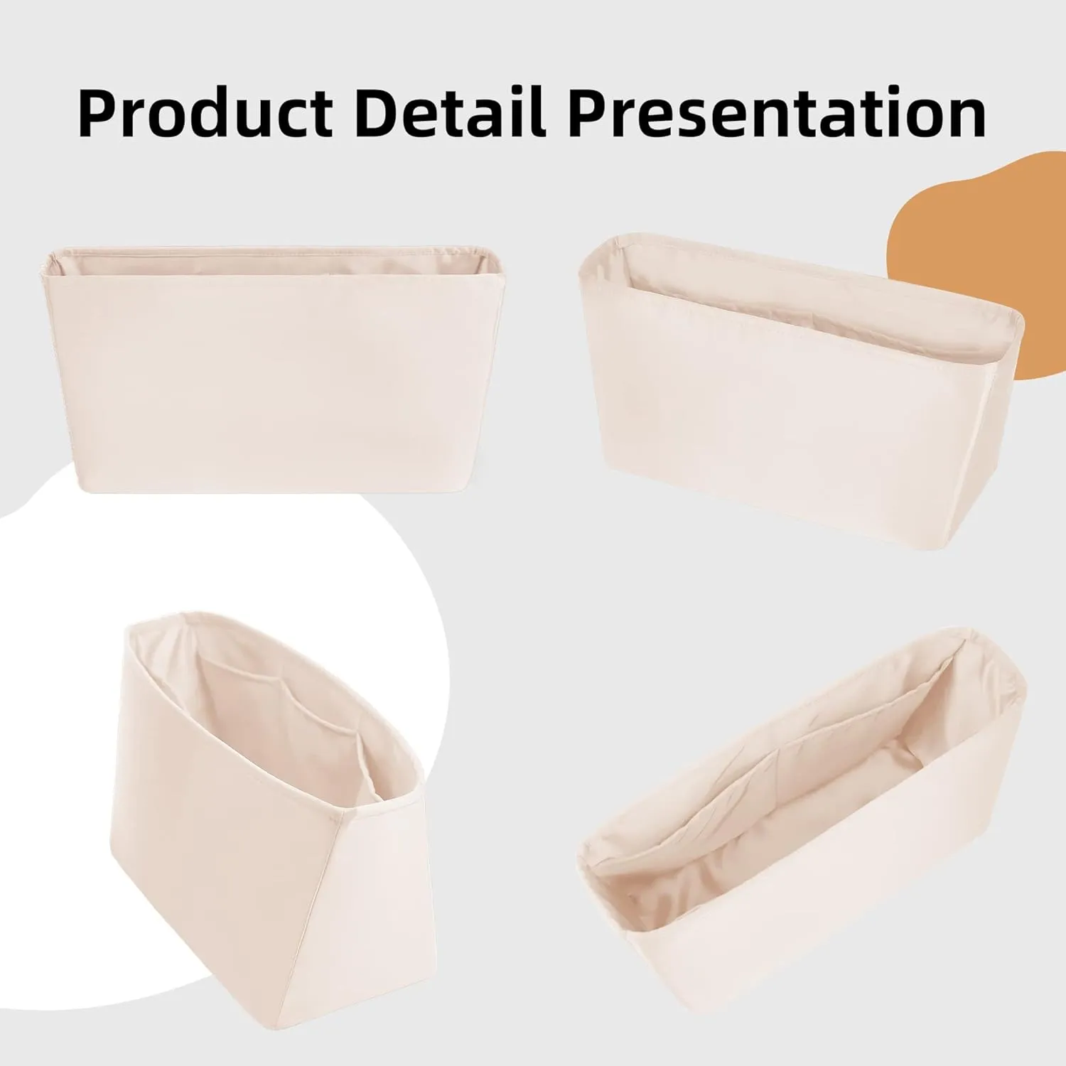 DGAZ Purse Organizer Insert Fits Neverfull-Mini/PM/MM/GM Bags，Silk Bag Organizer，Luxury Handbag & Tote Shaper（GM, Craie）
