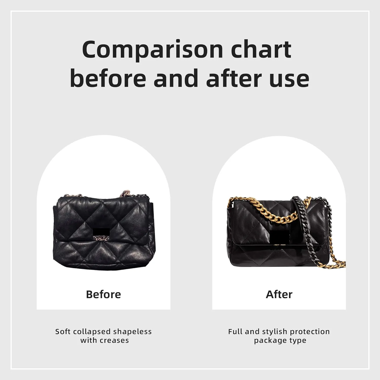 DGAZ Purse Organizer Insert For Chanel 19 Bags，Silk Bag Organizer，Luxury Handbag & Tote Shaper （Black，19-Flap26）