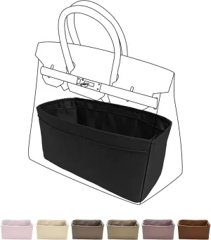 DGAZ Purse Organizer Silky Smooth,Silk,Luxury Handbag Tote in Bag Shapers, Women- Fits Birkin25/30/35/40 Bags (Black, BK35)
