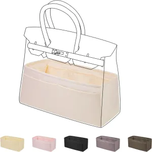 DGAZ Purse Organizer Silky Smooth,Silk,Luxury Handbag Tote in Bag Shapers, Women- Fits Birkin25/30/35/40 Bags (Craie, BK25)