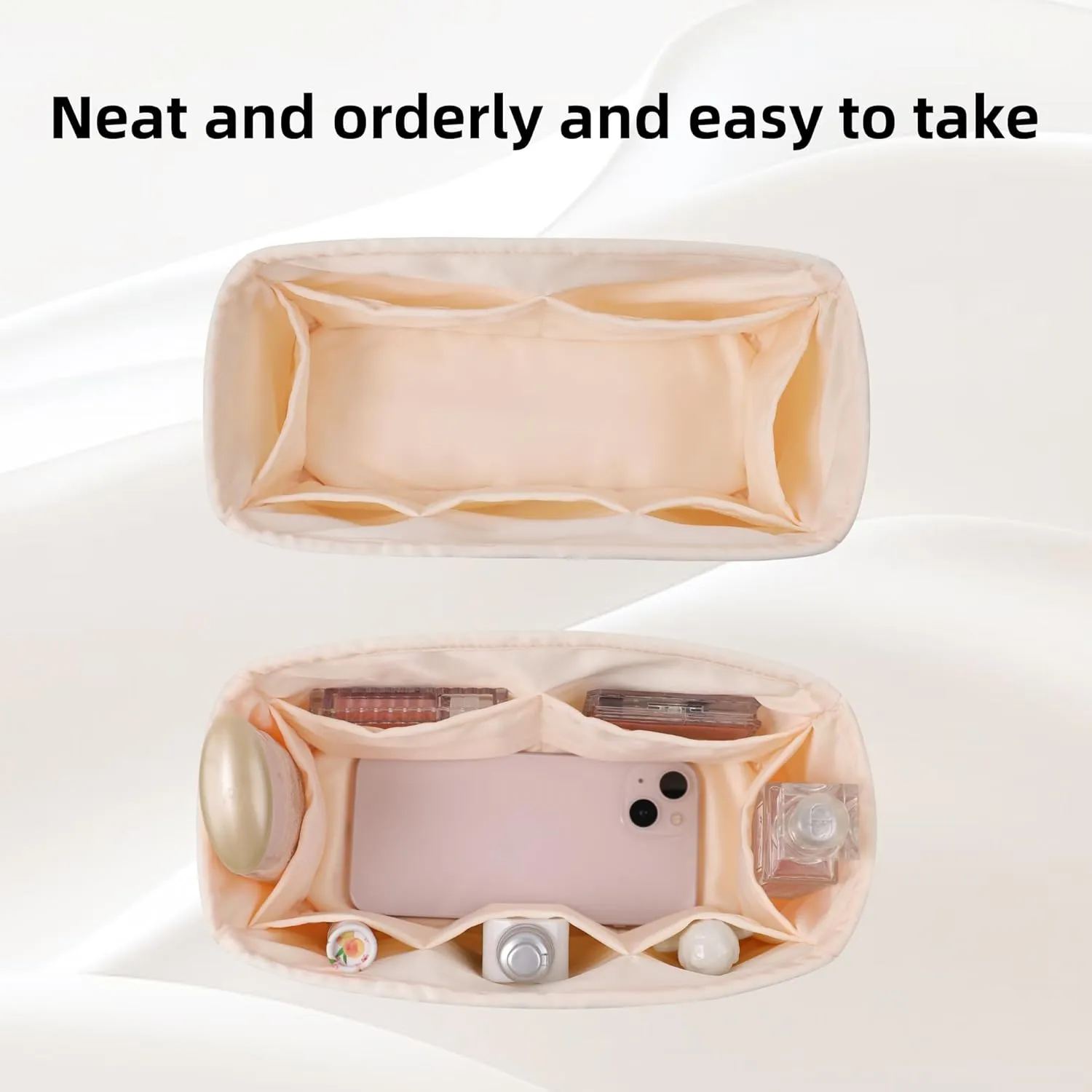 DGAZ Purse Organizer Silky Smooth,Silk,Luxury Handbag Tote in Bag Shapers, Women- Fits Birkin25/30/35/40 Bags (Craie, BK25)