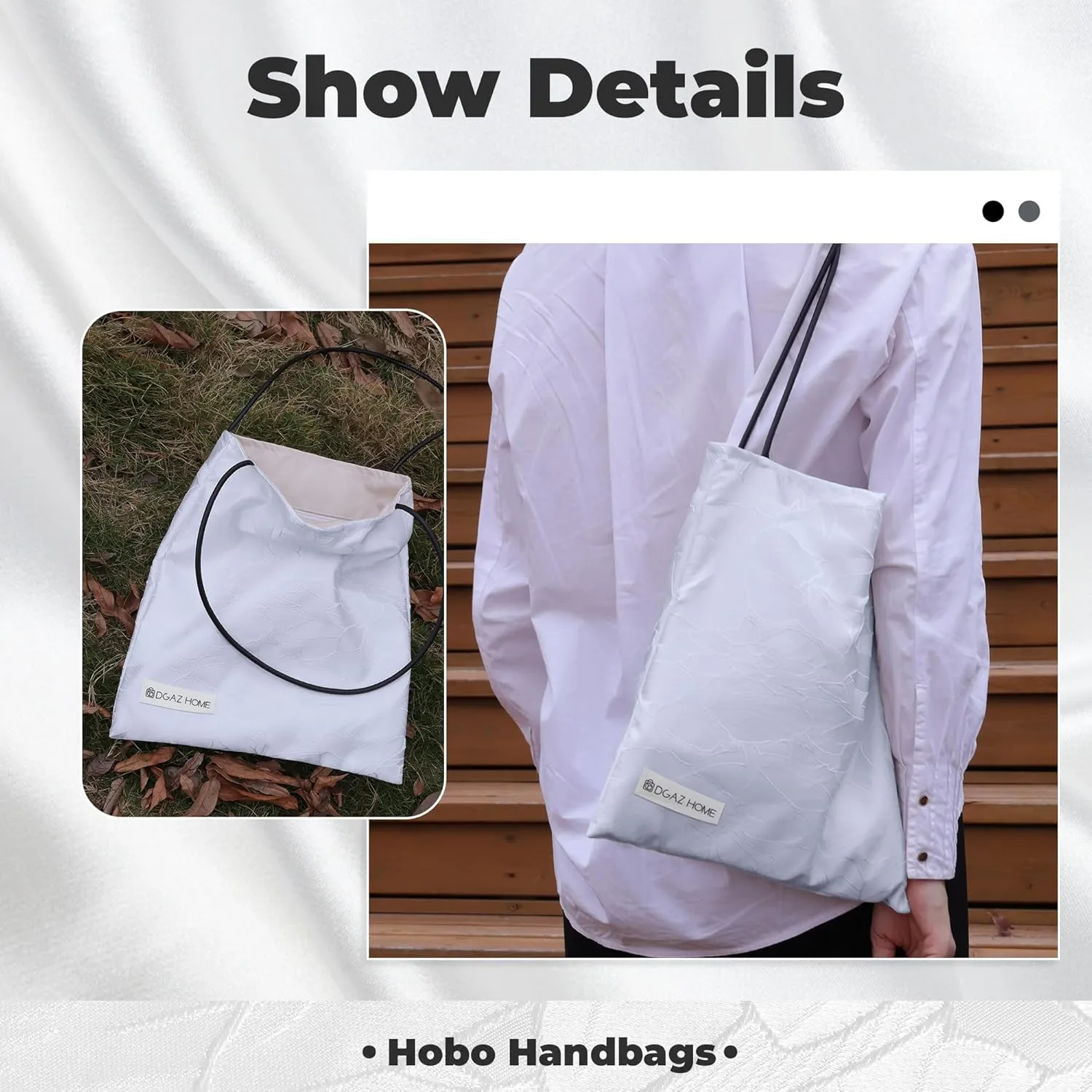 DGAZ Silk Designer Bags for Women, Luxury Tote Bag with Zipper, Large Shoulder Hobo Bags