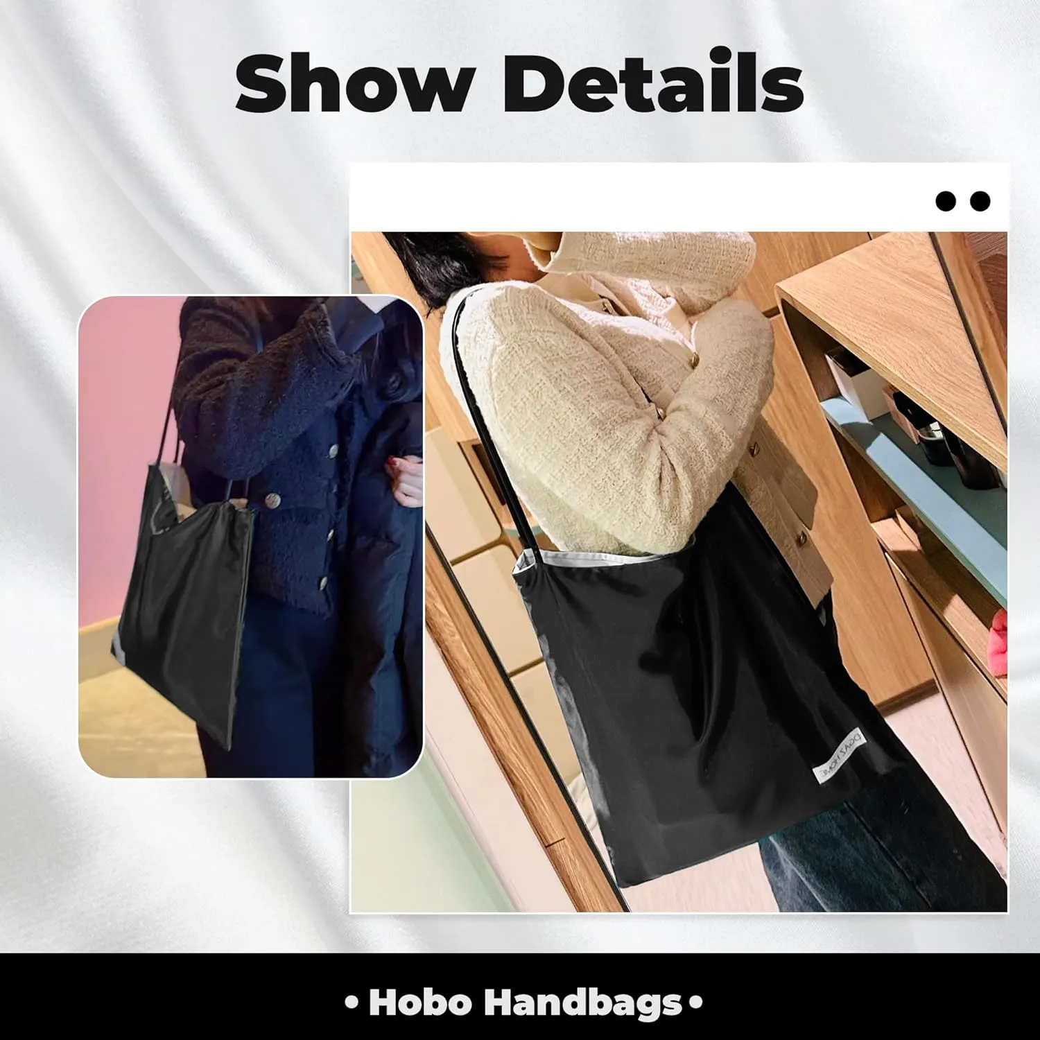DGAZ Silk Designer Bags for Women, Luxury Tote Bag with Zipper, Large Shoulder Hobo Bags