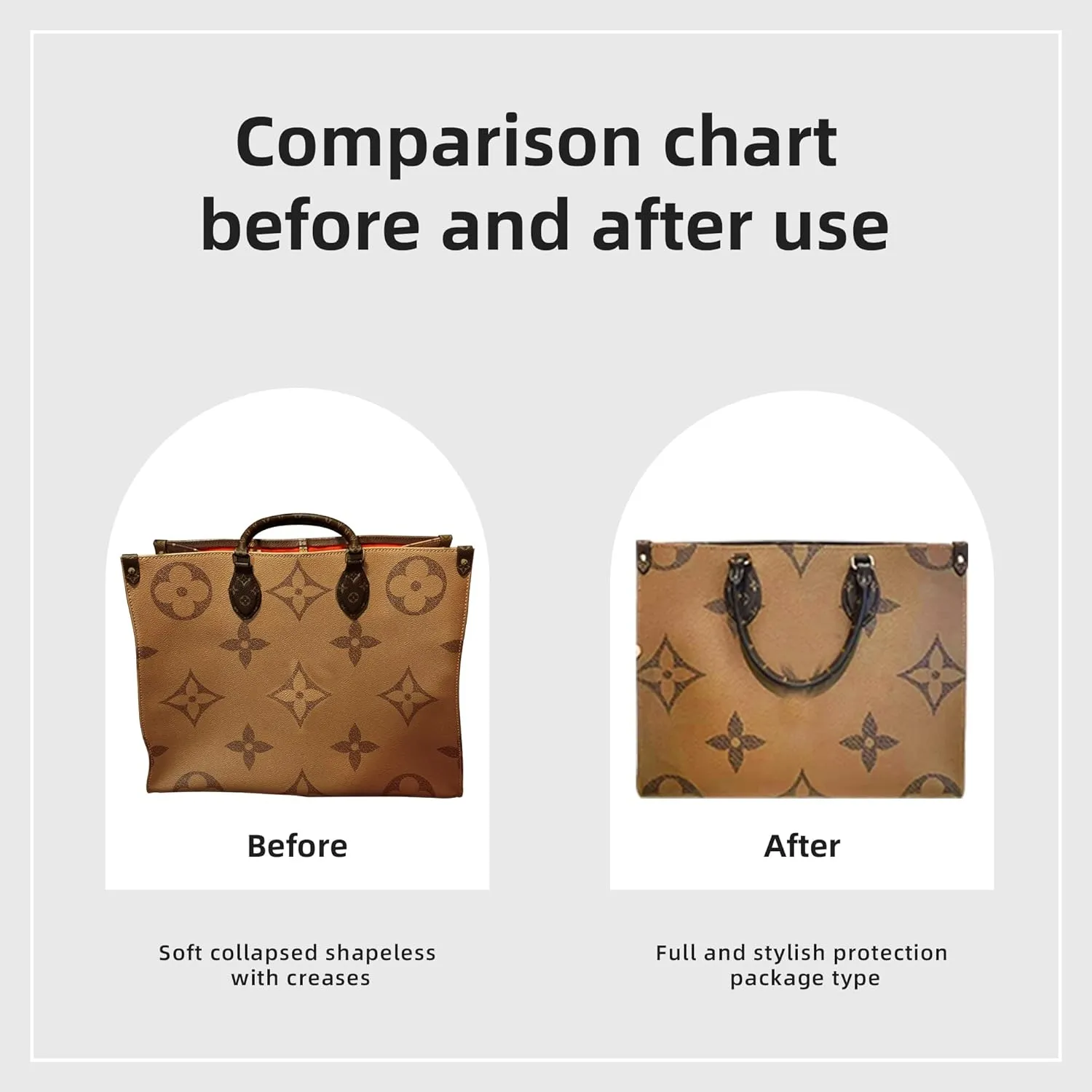 DGAZ Silk Handbag Organizer Insert Fits LV ONTHEGO bags，Silky Smooth Bag Organizer，Luxury Handbag & Tote Shaper(Black,BB)