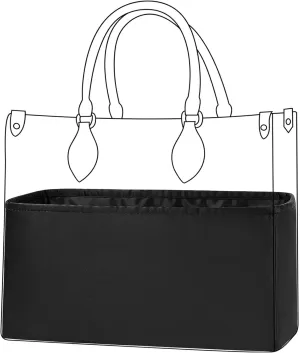 DGAZ Silk Handbag Organizer Insert Fits LV ONTHEGO bags，Silky Smooth Bag Organizer，Luxury Handbag & Tote Shaper(Black,BB)