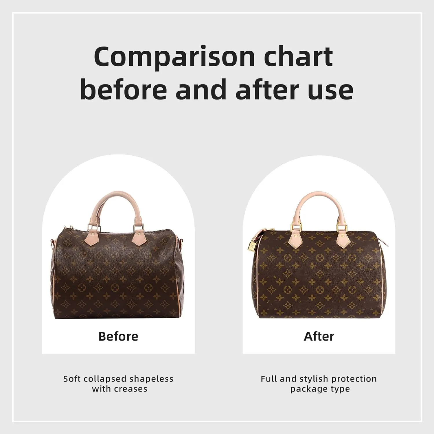 DGAZ Silk Purse Organizer Insert Fits LV Speedy 16/20/25/30/35/45 bags，Silky Smooth Bag Organizer，Luxury Handbag & Tote Shaper（Etoupe grey，SP16）