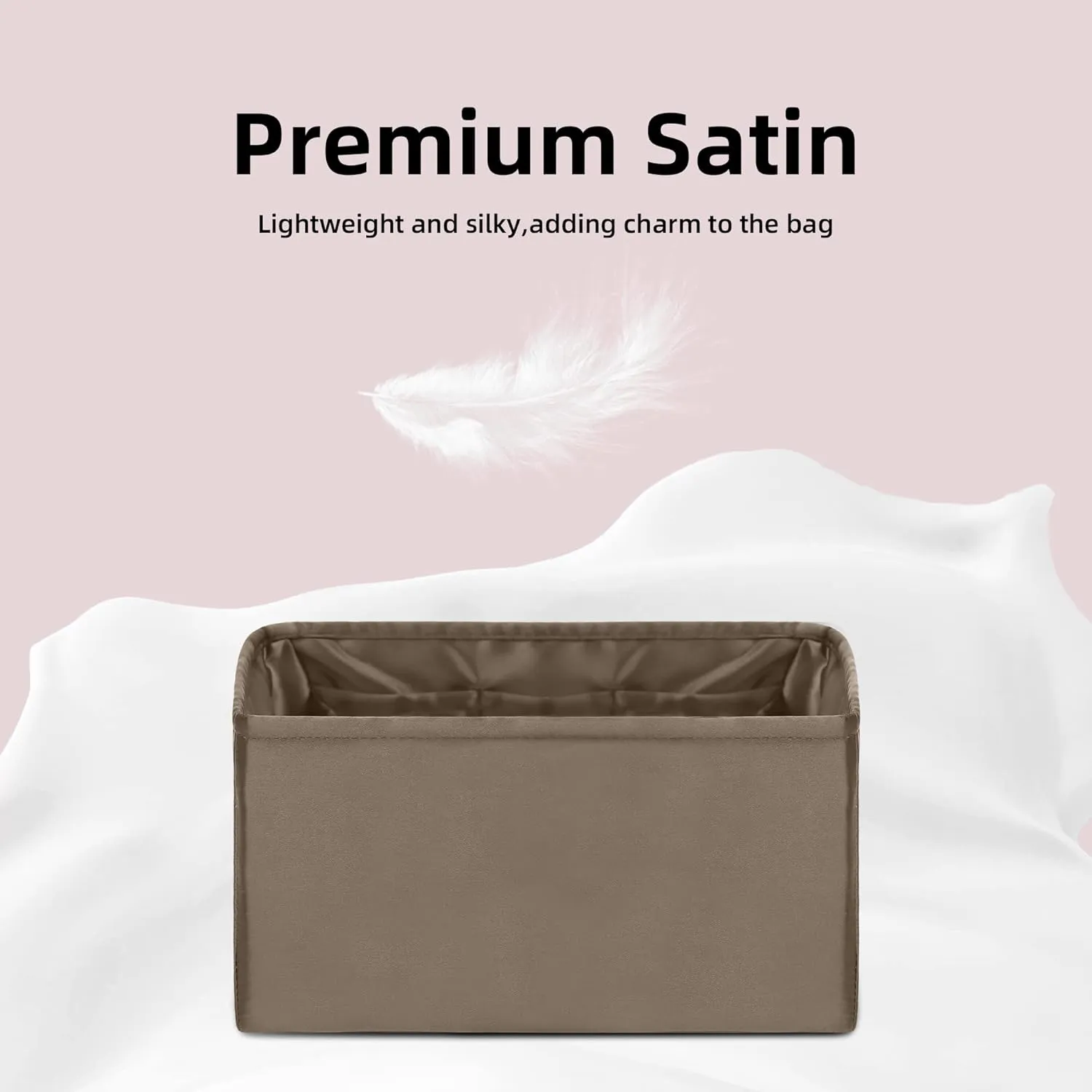 DGAZ Silk Purse Organizer Insert Fits LV Speedy 16/20/25/30/35/45 bags，Silky Smooth Bag Organizer，Luxury Handbag & Tote Shaper（Etoupe grey，SP16）