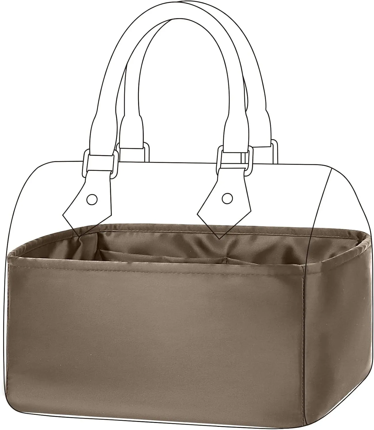 DGAZ Silk Purse Organizer Insert Fits LV Speedy 16/20/25/30/35/45 bags，Silky Smooth Bag Organizer，Luxury Handbag & Tote Shaper（Etoupe grey，SP16）