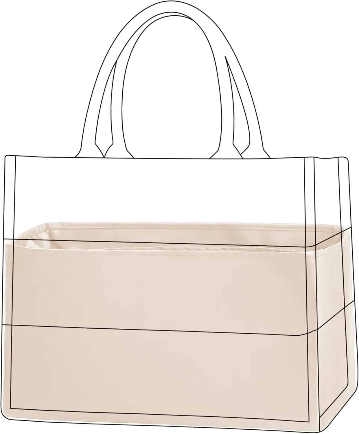 DGAZ Silk Purse Organizer Insert For Dior Book Tote mini/S/M/L，Silky Smooth Bag Organizer，Luxury Handbag & Tote Shaper（Craie，BT-S）