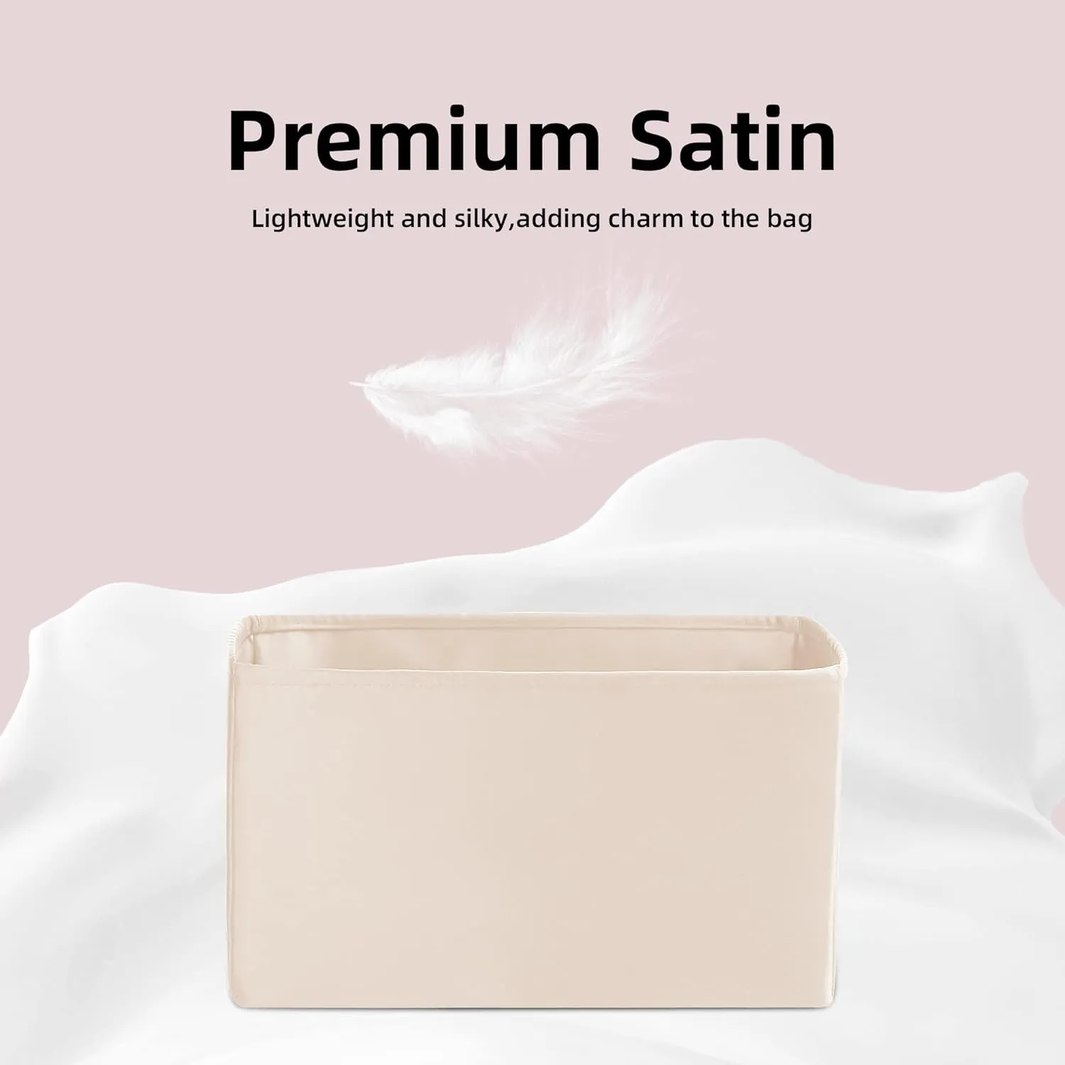 DGAZ Silk Purse Organizer Insert For Dior Book Tote mini/S/M/L，Silky Smooth Bag Organizer，Luxury Handbag & Tote Shaper（Craie，BT-S）