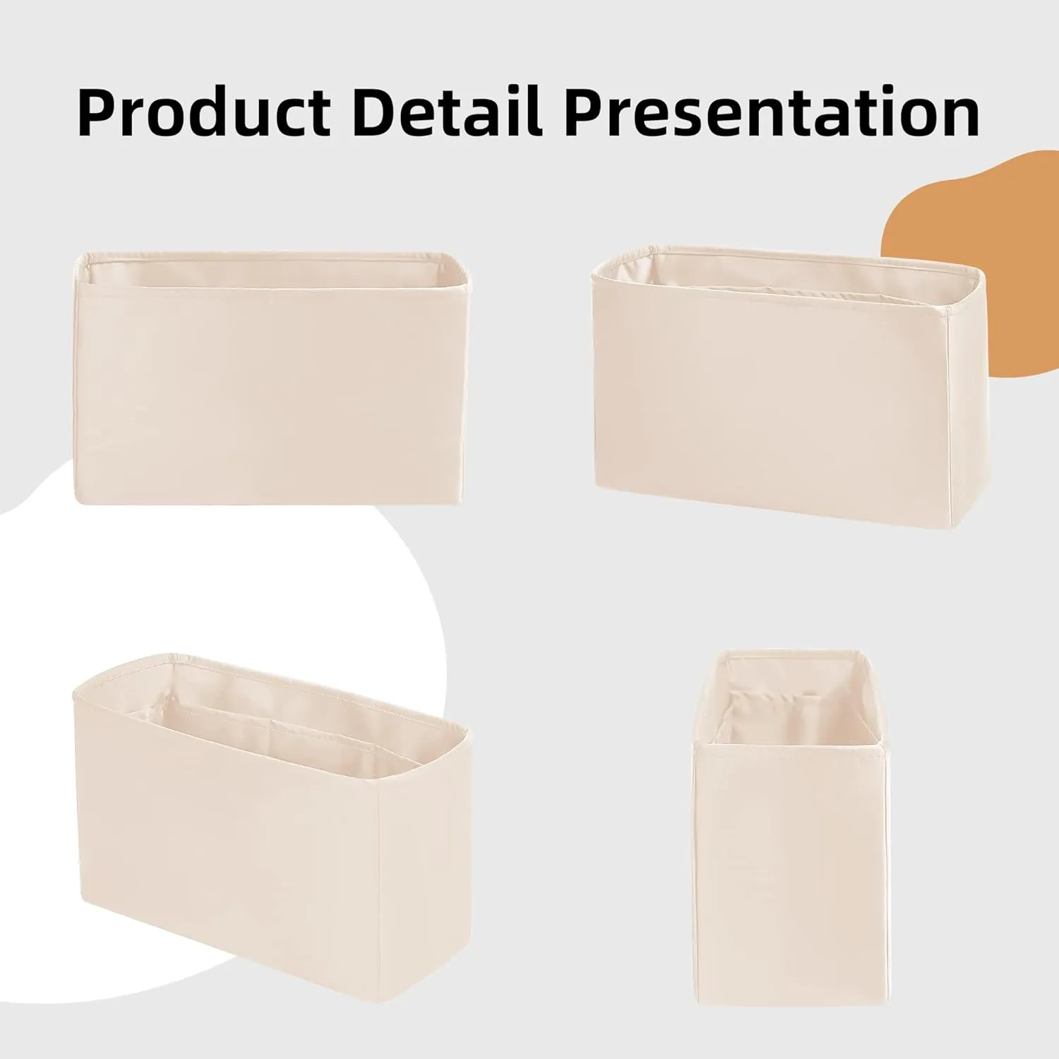DGAZ Silk Purse Organizer Insert For Dior Book Tote mini/S/M/L，Silky Smooth Bag Organizer，Luxury Handbag & Tote Shaper（Craie，BT-S）