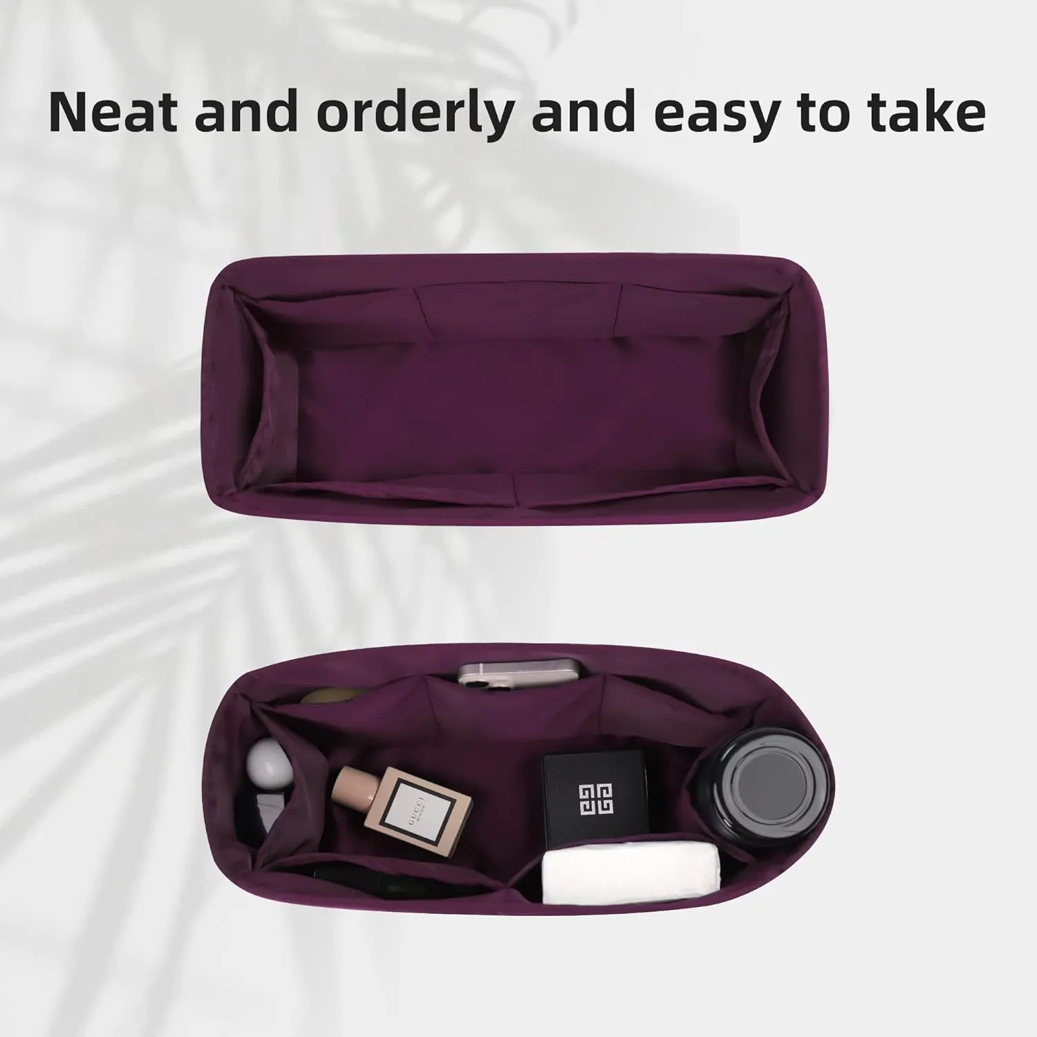 DGAZ Silk Purse Organizer Insert For LV Carryall PM/MM bag，Silky Smooth Bag Organizer，Luxury Handbag & Tote Shaper（Fuchsia，PM）