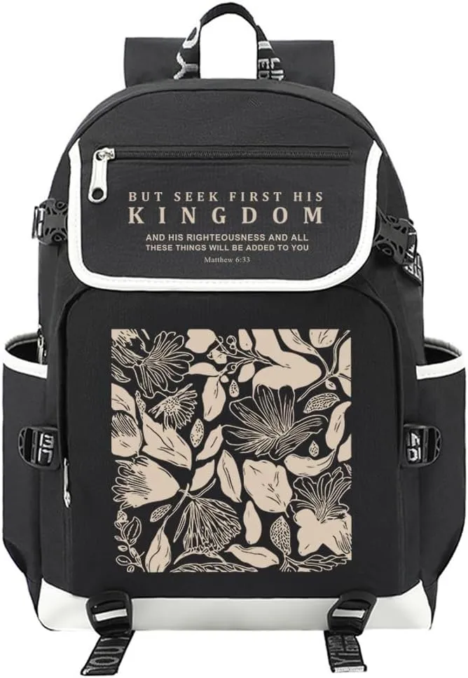 DIOMMELL Bible Verses Backpack Canvas Capacity Christian Backpack Laptop Backpack Travel Backpack