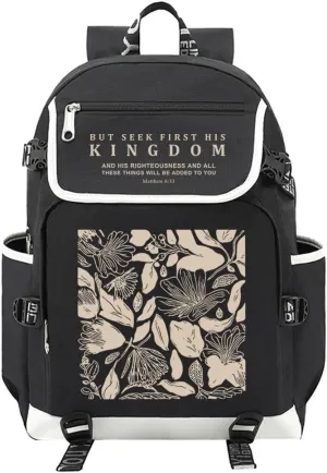 DIOMMELL Bible Verses Backpack Canvas Capacity Christian Backpack Laptop Backpack Travel Backpack
