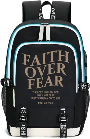 DIOMMELL Faith Over Faith Bible Verses Backpack Canvas Capacity Christian Backpack Laptop Backpack Travel Backpack