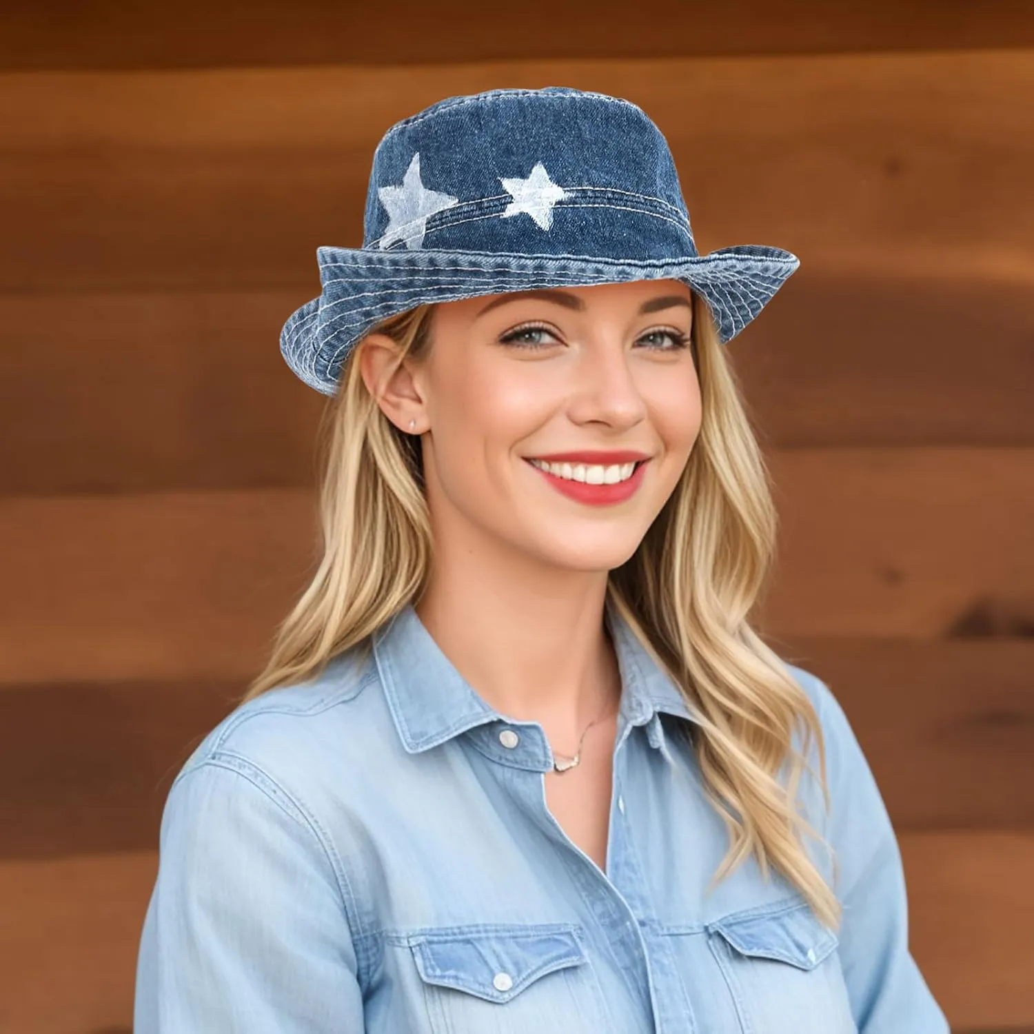 DOCILA Demin Bucket Hats for Women Men Blue Jean Western Fisherman Hats Packable Cowboy Style Outdoor Sun Hats