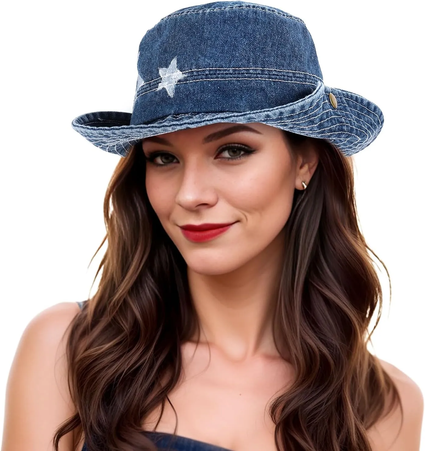 DOCILA Demin Bucket Hats for Women Men Blue Jean Western Fisherman Hats Packable Cowboy Style Outdoor Sun Hats