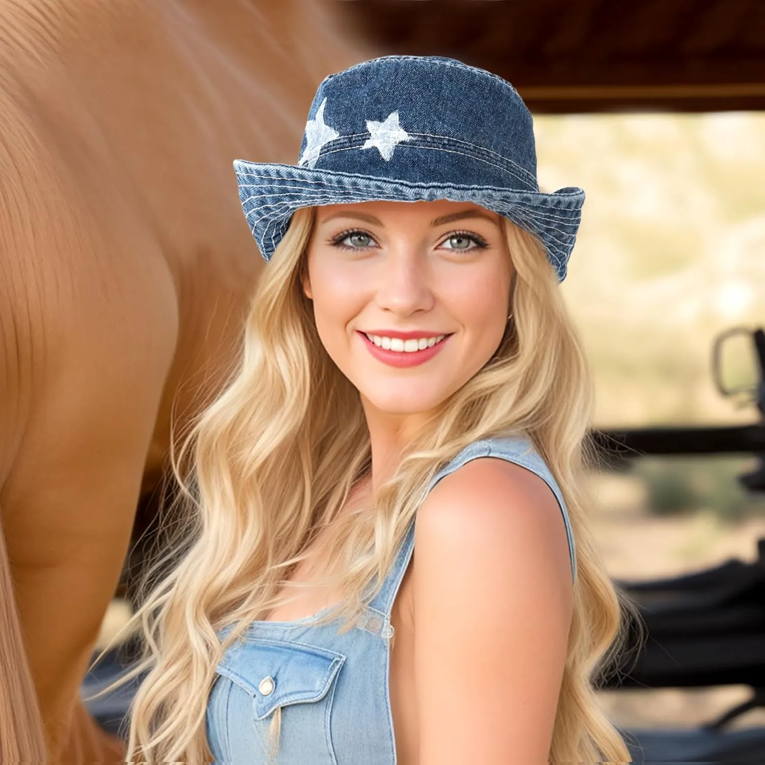 DOCILA Demin Bucket Hats for Women Men Blue Jean Western Fisherman Hats Packable Cowboy Style Outdoor Sun Hats