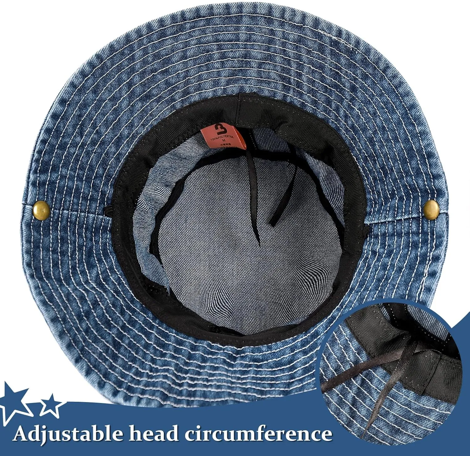 DOCILA Demin Bucket Hats for Women Men Blue Jean Western Fisherman Hats Packable Cowboy Style Outdoor Sun Hats