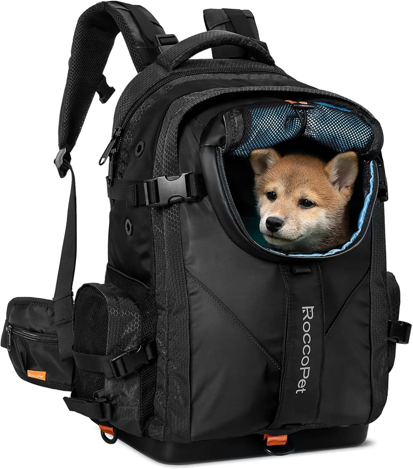 Dog Carrier Backpack，Pet and Laptop All-in-One Bag, Breathable and Waterproof Backpack for Hiking, Camping, and Travel (Suitable for Small Pets Under 20 Pounds) -Black