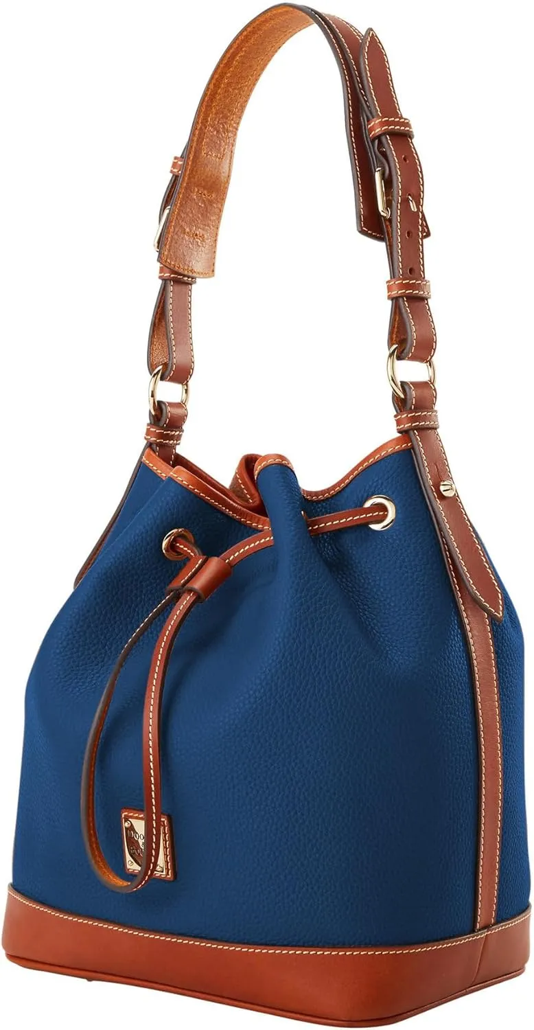 Dooney & Bourke Shoulder Bags, Pebble Grain Drawstring Leather Bucket Bags for Women - Blue