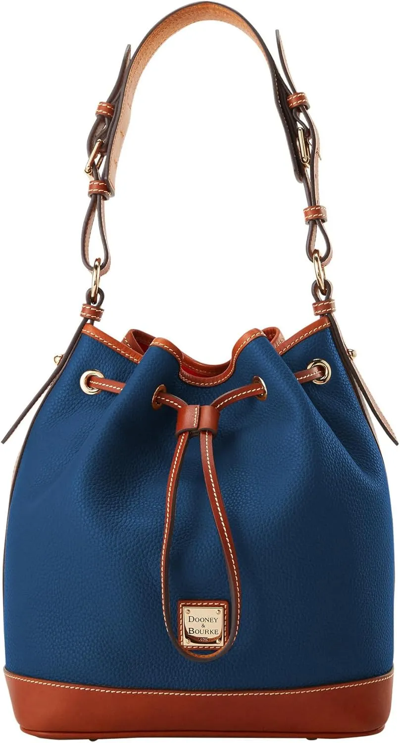 Dooney & Bourke Shoulder Bags, Pebble Grain Drawstring Leather Bucket Bags for Women - Blue
