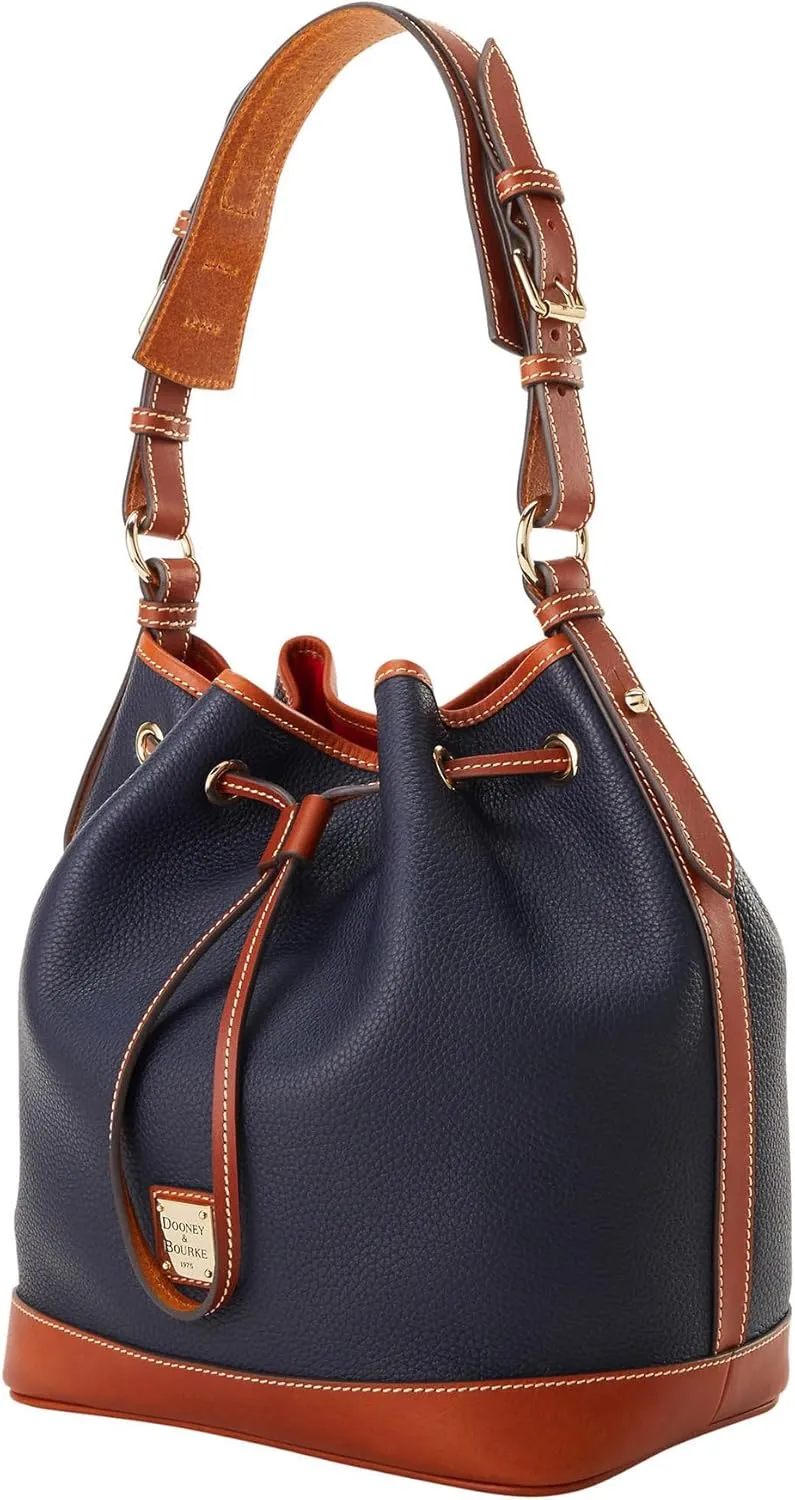 Dooney & Bourke Shoulder Bags, Pebble Grain Drawstring Leather Bucket Bags for Women - Blue