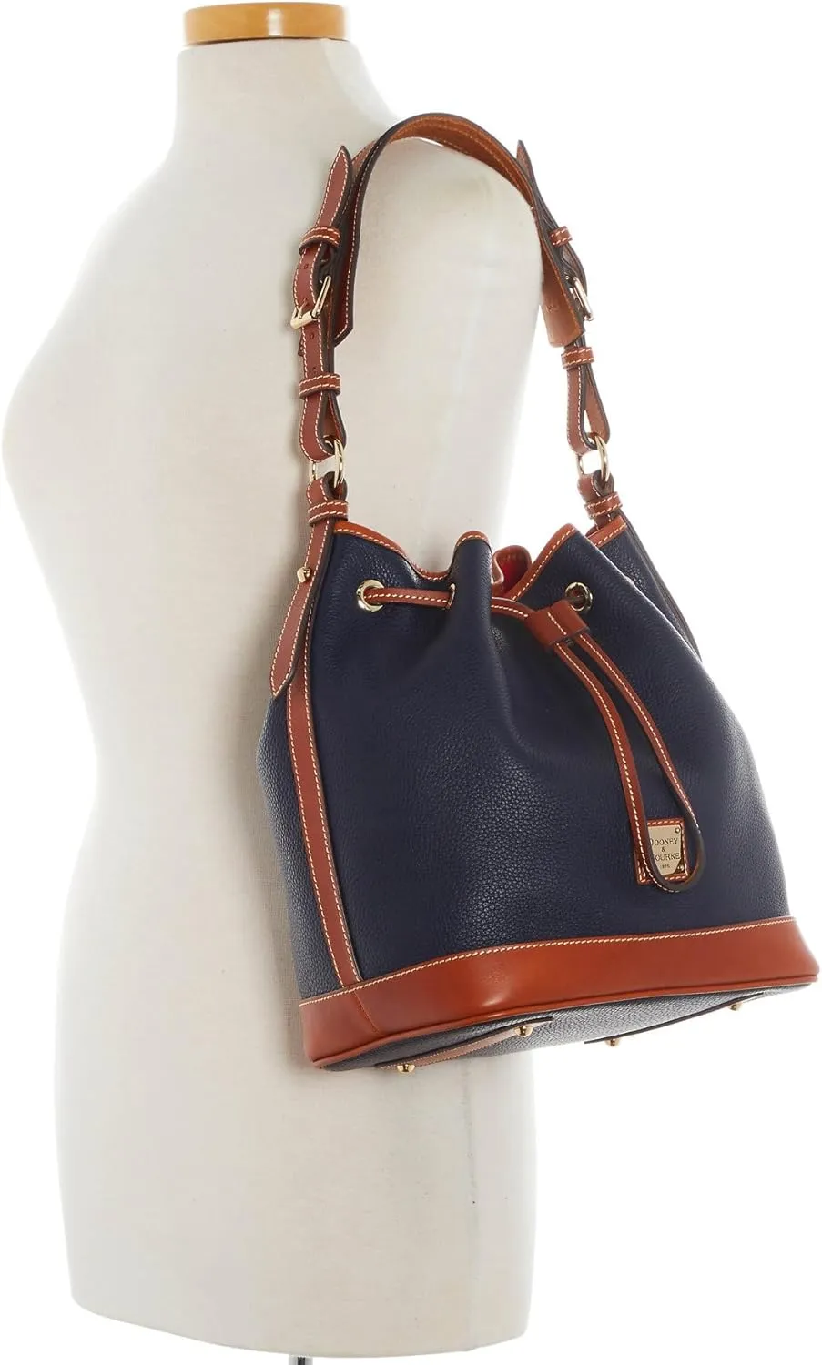 Dooney & Bourke Shoulder Bags, Pebble Grain Drawstring Leather Bucket Bags for Women - Blue
