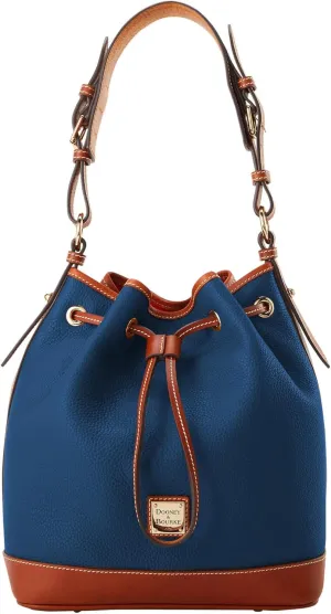 Dooney & Bourke Shoulder Bags, Pebble Grain Drawstring Leather Bucket Bags for Women - Blue