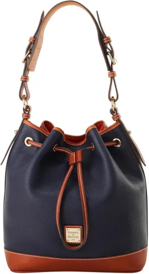 Dooney & Bourke Shoulder Bags, Pebble Grain Drawstring Leather Bucket Bags for Women - Blue