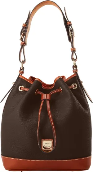Dooney & Bourke Shoulder Bags, Pebble Grain Drawstring Leather Bucket Bags for Women - Brown