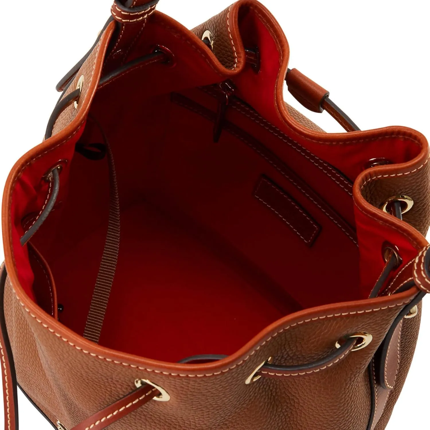Dooney & Bourke Shoulder Bags, Pebble Grain Drawstring Leather Bucket Bags for Women - Brown