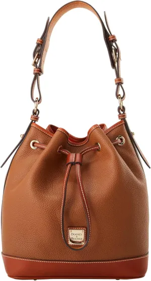 Dooney & Bourke Shoulder Bags, Pebble Grain Drawstring Leather Bucket Bags for Women - Brown